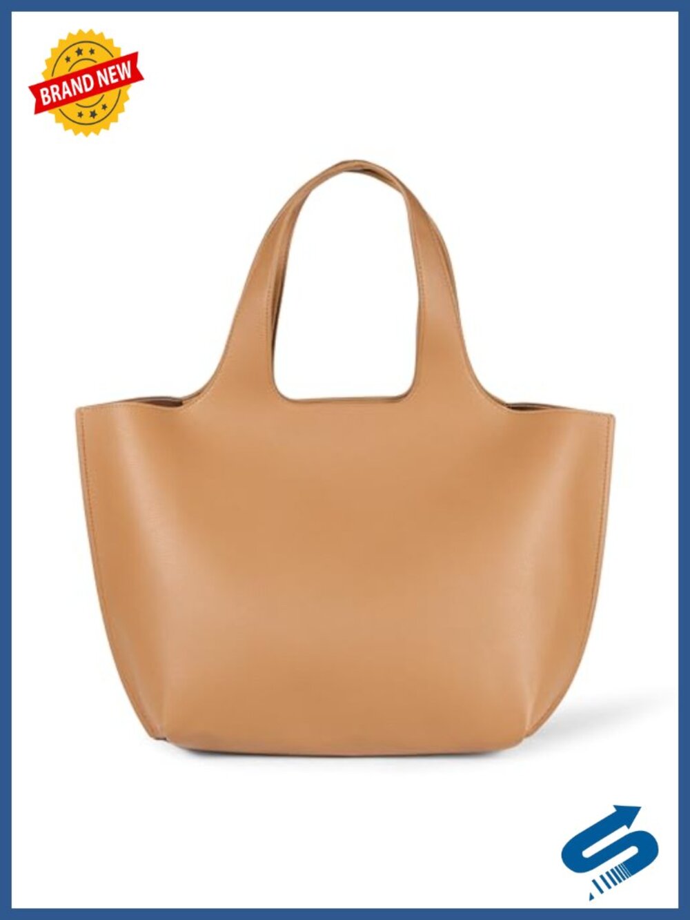 Women's Oversized Faux Leather Tote Bag with Magnetic Closure